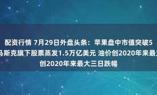 配资行情 7月29日外盘头条:苹果盘中市值突破5万亿美元 马斯克旗下股票蒸发1.5万亿美元 油价创2020年来最大三日跌幅